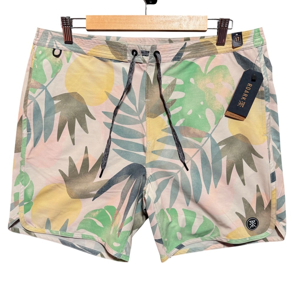 ROARK Chiller de Palmas Hemp Blend Board Shorts Palm Print Size 34 - Picture 1 of 10